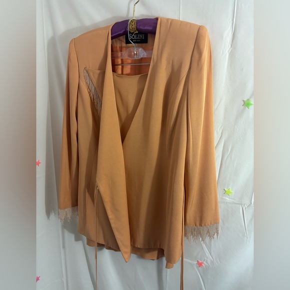 VTG Solini New York Peach Western Beaded Fringe Blazer/Skirt Set Size 10 - Picture 16 of 16